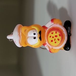 Vintage Old Cute PAWS Garfield Keychain Garfield as Pizza Chef